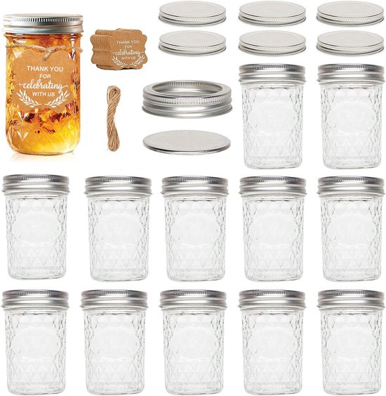 Weck 12 weckpotten, 580 ml, tulpglas, compleet, 1/2 liter, 500 ml