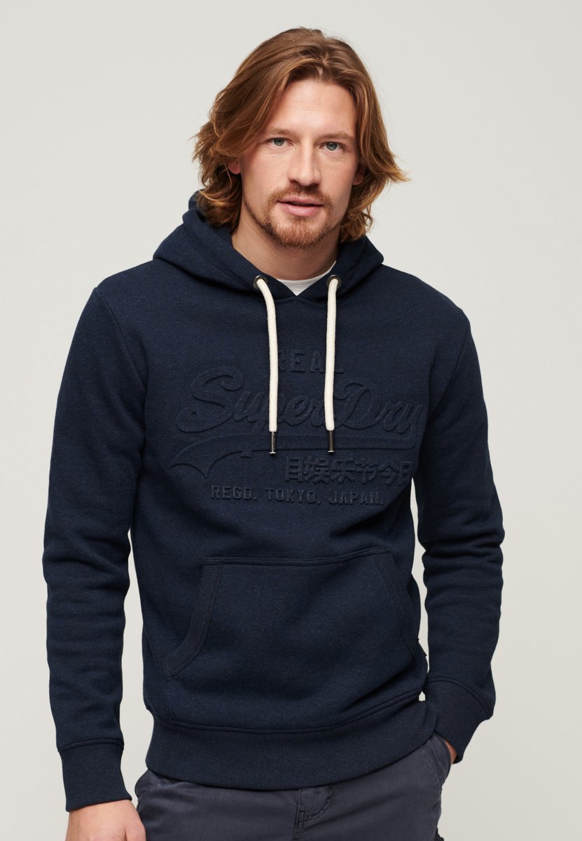Superdry Hoodie met Vintage-logo in reliëf Heren Hoodies Zwart