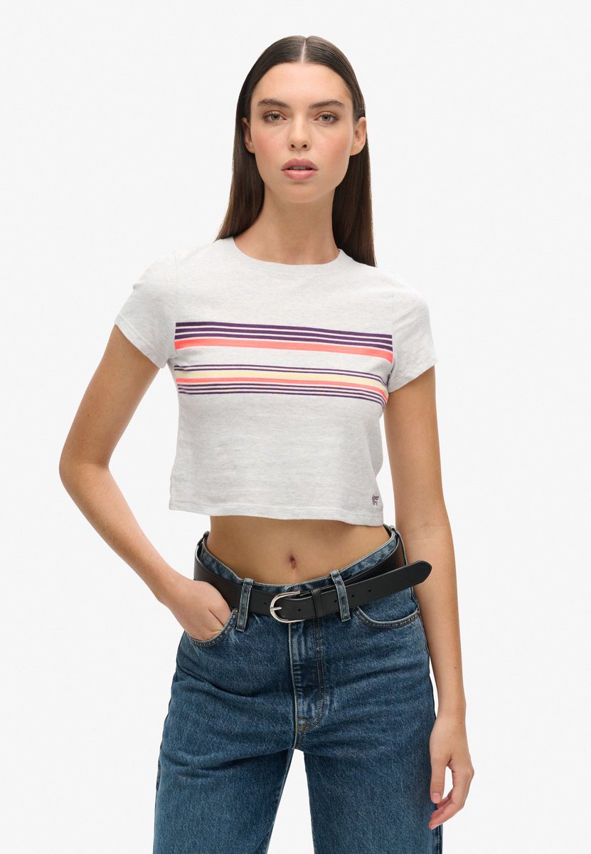 Superdry Kort Vintage T-shirt met strepen Dames T-shirts Grijs