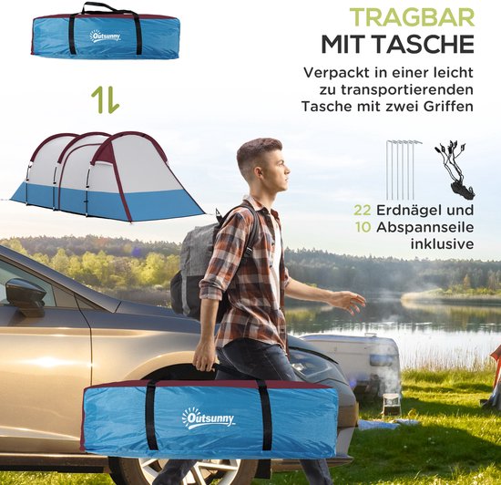 Outsunny Campingzelt Polyester, Fiberglas Rot van Merkloos — afbeelding 2