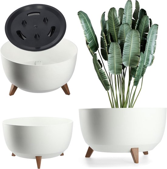 Prosperplast Plantenpot/bloempot Wood Style - buiten/binnen - kunststof