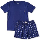 Little Label - Pyjama court garçon - Palmier bleu foncé - 110-116 / 6Y - Coton bio extra doux