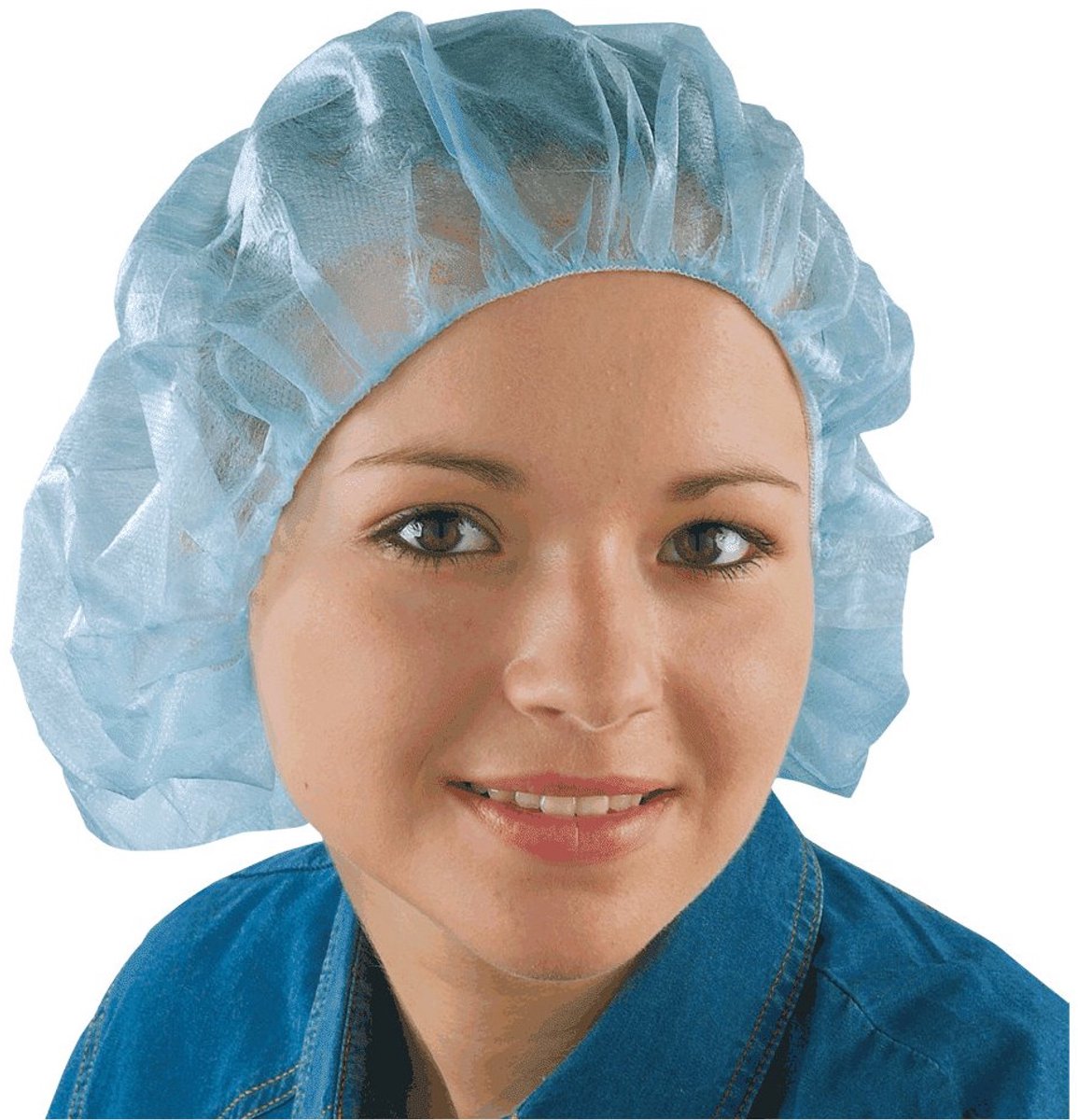 100 stuks wegwerp haarnetjes met elastiek, ESV WORK Blauw 61 cm