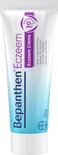Tube Bepanthen Eczeem crème met een paars "30 min" logo en blauwe gradiënt.