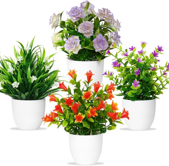 Laelfe 6 Stuks Kleine Kunstplanten in Potten, Mini Nep Planten in
