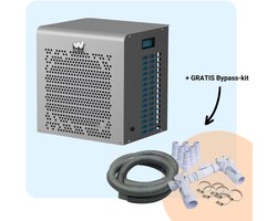 W'eau Mini Power Zwembad Warmtepomp - Zwembad Verwarming - Pool Heater - Energiezuinig - Warmtepomp - Elektrisch - 5kW - Staal - Grijs - Incl. Bypass Kit