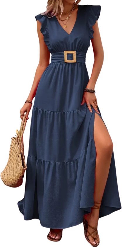 Bovista Zomerjurk Dames - Zomerjurken - Volwassen - Jurk - Ibiza Stijl - Sundress - Marineblauw - Maat M