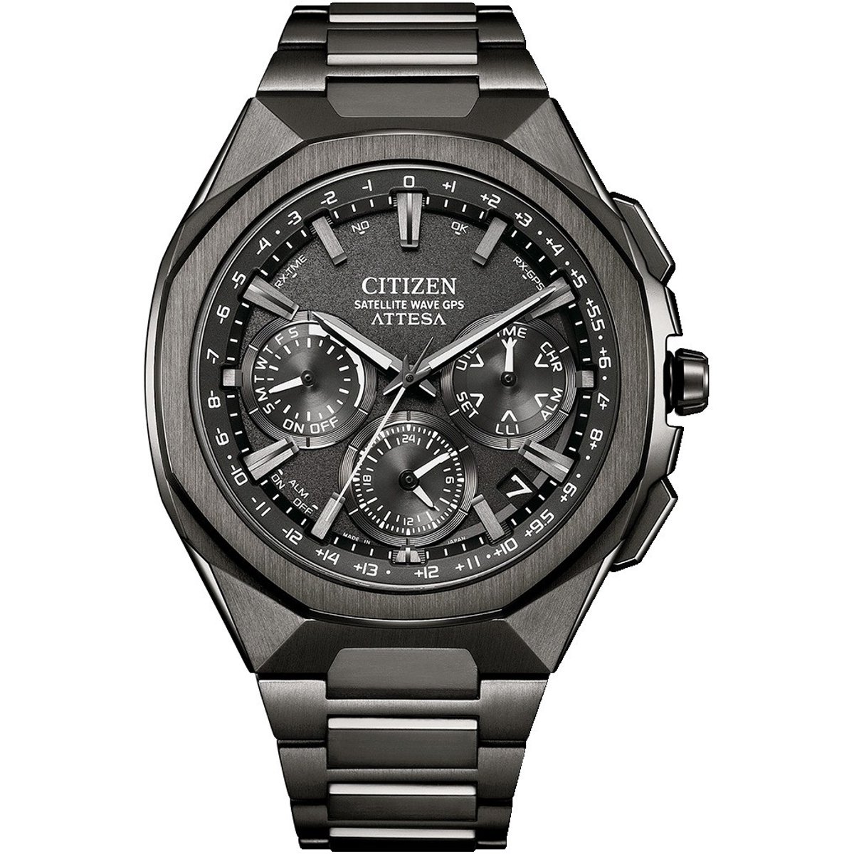 Citizen Attesa Satellite Wave GPS CC4105-69E Horloge - Titanium - Zwart - Ø 46 mm