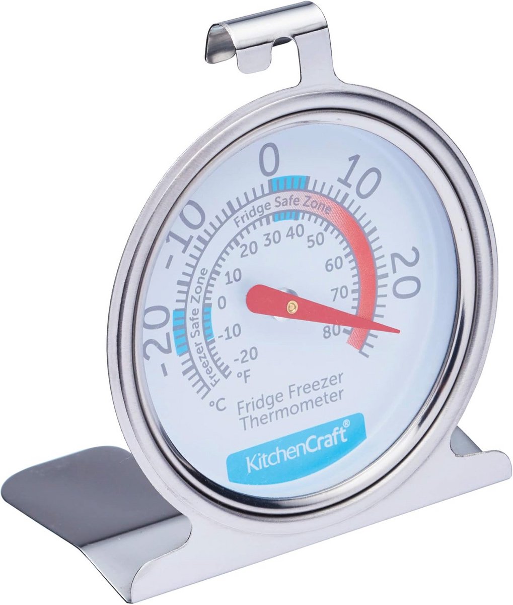 Vries-/koelkastthermometer met minimum- en maximumtemperatuur, roestvrij staal
