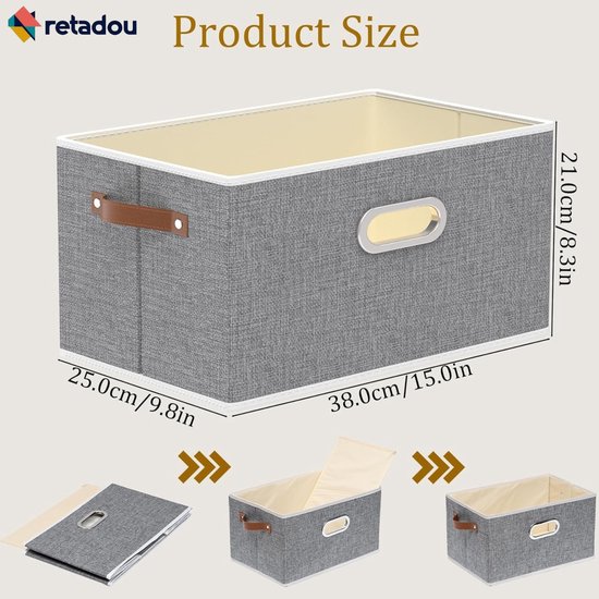SOCOHOME Stof Kubus Opbergdozen, 25 x 25 x 25 cm, opvouwbare opbergmanden voor speelgoed, kinderkamer kast (lichtbeige/wit, set van 3