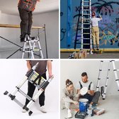 Bol.com Telescopische ladder 38 m met balansbalk en beweegbaar wiel opvouwbare ladder multifunctionele inklapbare ladder voor bu... aanbieding