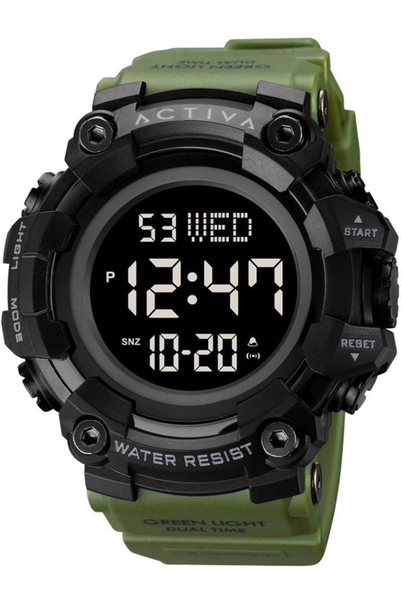 Activa x Invicta Digital ACW1968-002 Heren Horloge - Waterdicht - Digitaal - Quartz Uurwerk - Plastic met zwarte Wijzerplaat - 56mm