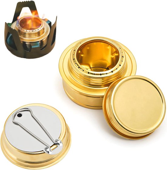 Buri Spiritusbrander, compacte alcoholbrander, spirituskooktoestel, doos H 52 x 74 mm, lekvrij met rubberen afdichting, accessoires voor campingkooktoestel, stormkoker