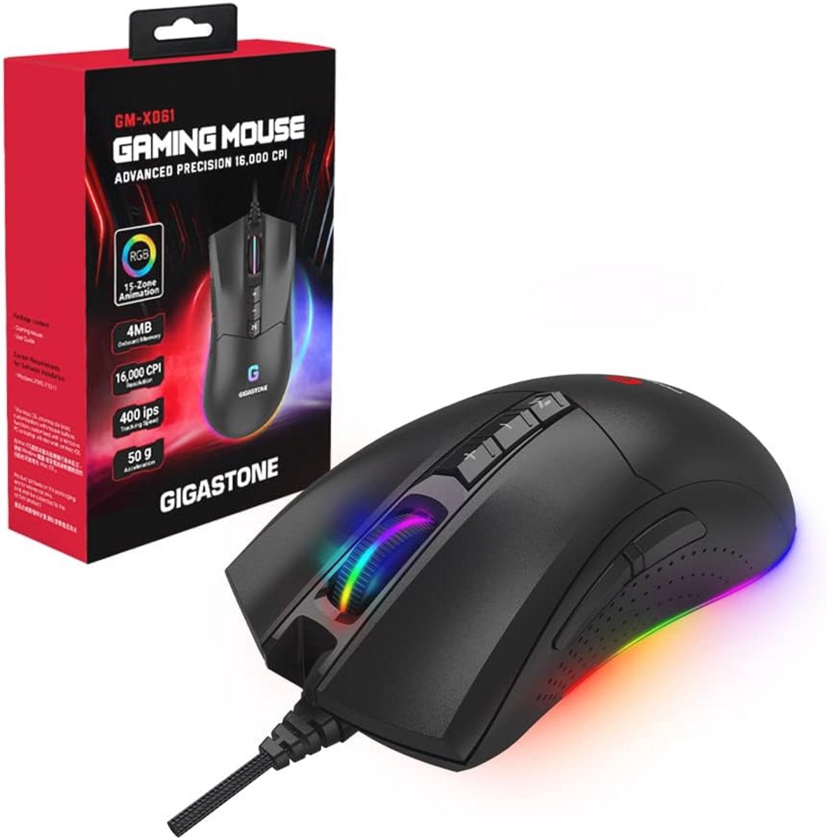 Gaming Muis met 16.000 DPI en RGB-Verlichting - Ideaal voor Windows 7 en Hoger