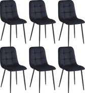 Bol.com Colenis® - Ela Eetkamerstoel - Set Van 6 - Zwart - Fluweel - Velvet - Industrieel aanbieding