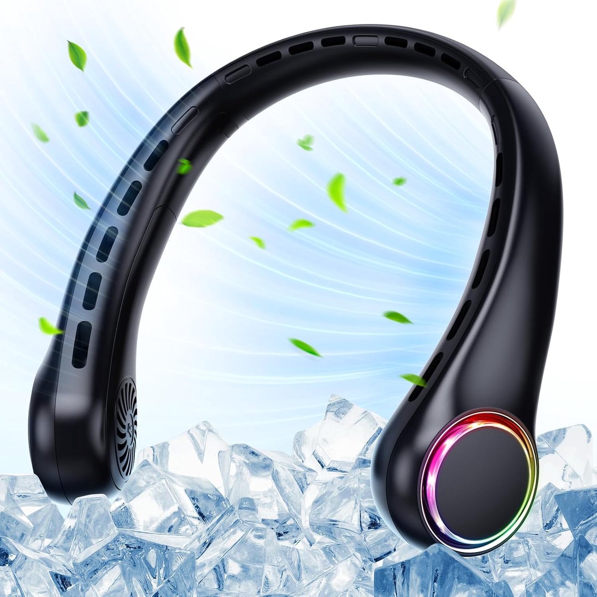 Ultralente Draagbare Nekventilator met LED-lamp - 4000 mAh, USB Oplaadbare Mini Ventilator voor Buitensport en Reizen