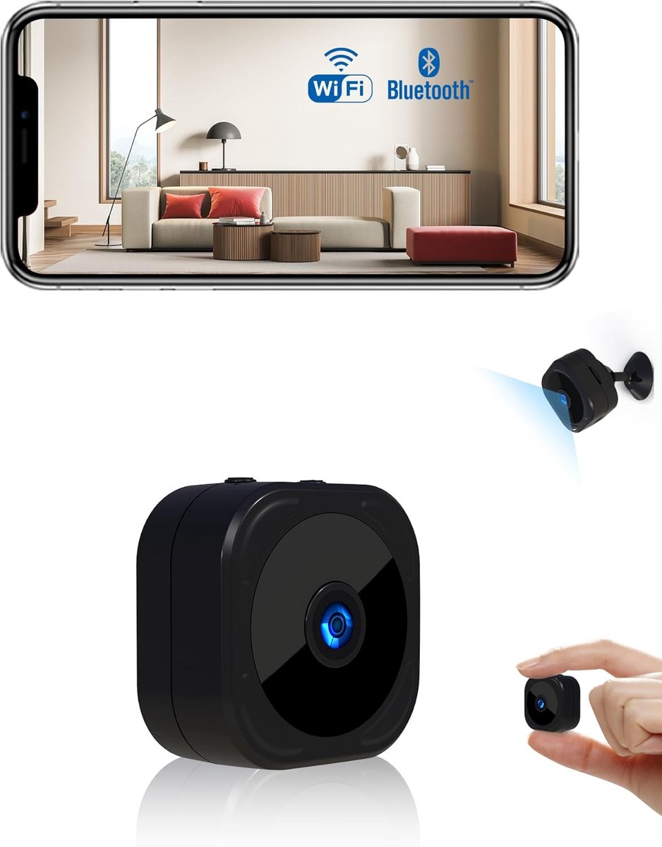 Draadloze mini camera 1080P HD met nachtzicht en bewegingsdetectie