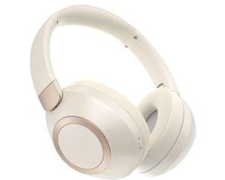 StayPowered Draadloze Hoofdtelefoon - 50 Uur Playtime Voor Onbeperkt Luisterplezier - Diepe Bassen - Opvouwbaar Ontwerp - Bluetooth 5.3 - Ingebouwde Microfoon - Ergonomische Pasvorm - Beige/Wit - Levering Sneller Dan Aangegeven!