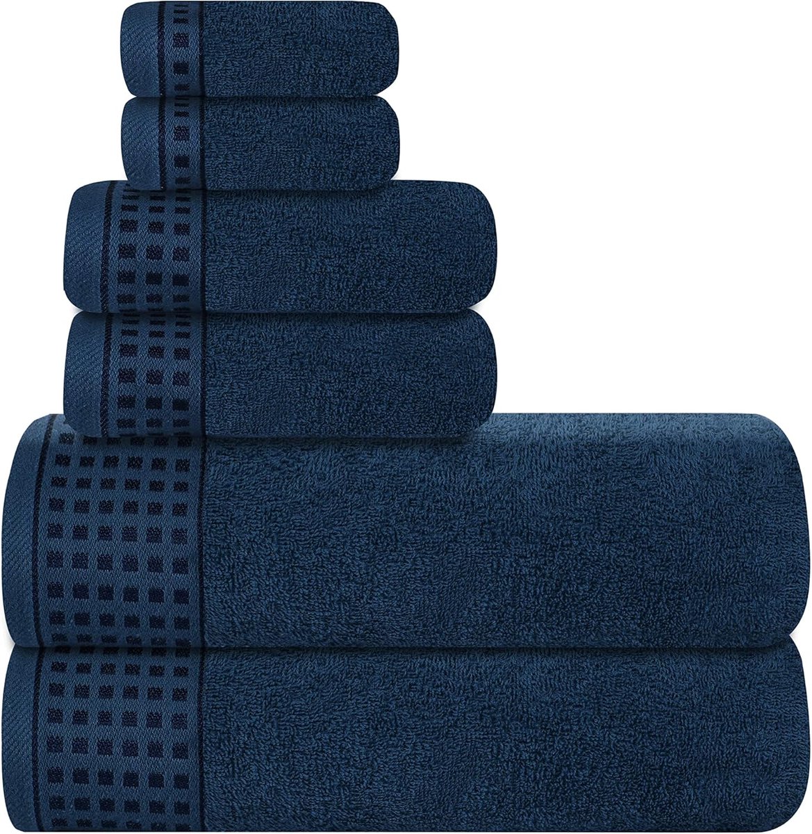 Famanu - 100% katoenen ultrazachte 6-pack handdoekenset, bevat 2 badhanddoeken 61 x 130 cm, 2 handdoeken 46 x 51 cm en 2 waszakken 30 x 30 cm, compact absorberend lichtgewicht en sneldrogend
