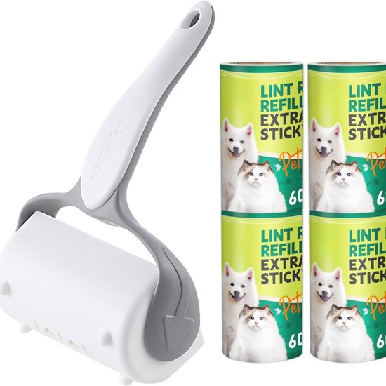 Korbond 6m Lint Roller Twin Refill Pack Kleding, Meubels en Tapijt. Verwijdert stof, Huisdier Haar en Fluff-42 Sticky Pre-Cut Papier Vellen, 21 Count (Pack van 2), Blauw, Wit