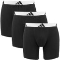 Drie zwarte boxershorts opgestapeld, met witte tailleband met adidas logo.