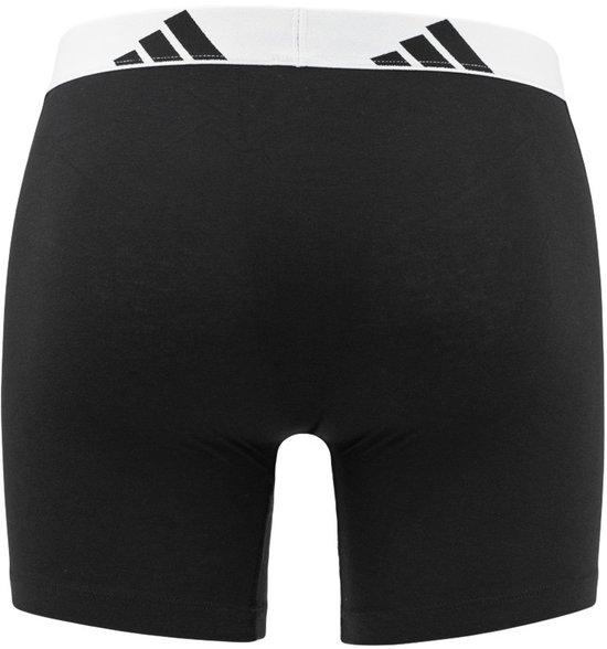 Zwarte boxershort van achteren gezien, met witte adidas tailleband.