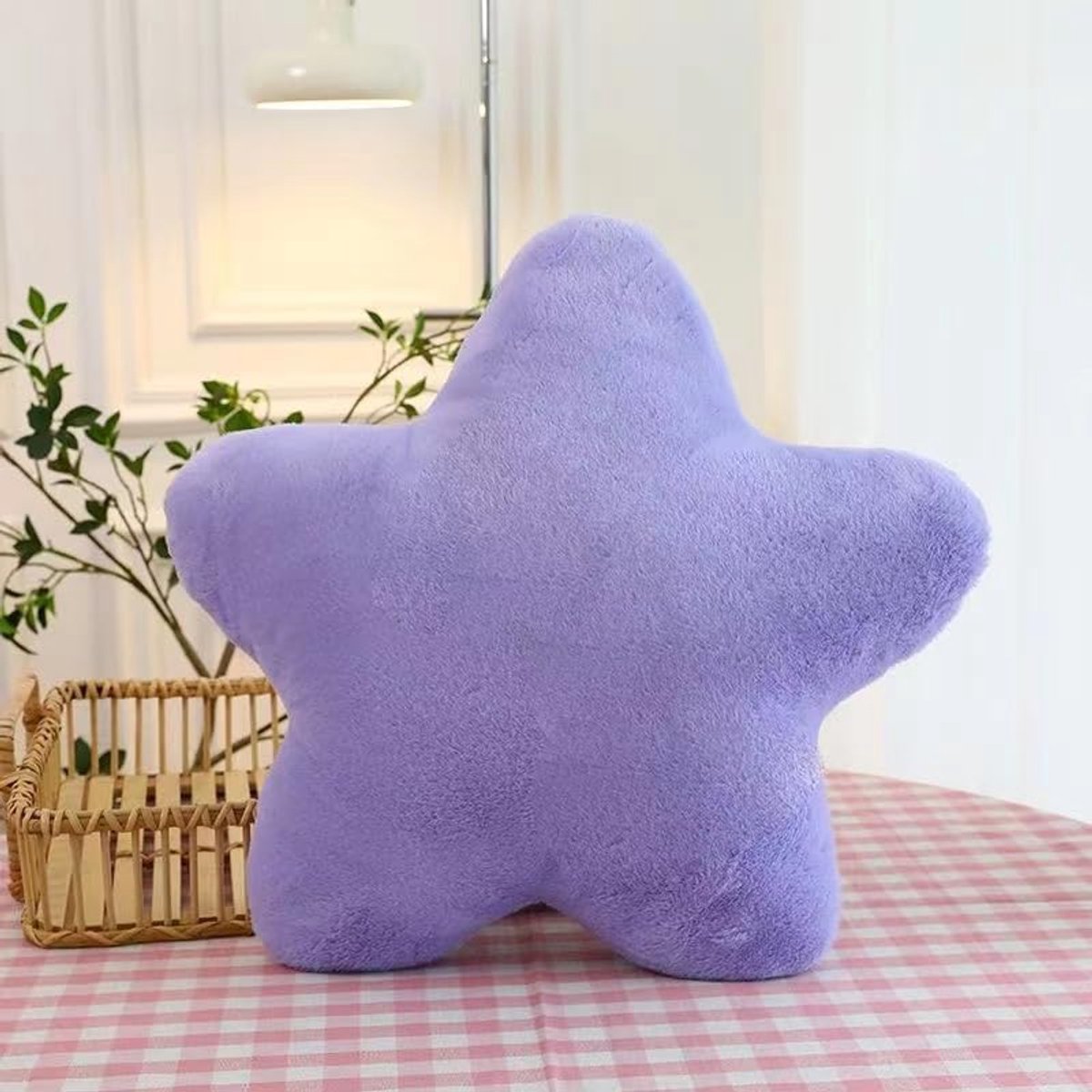 Ibenzoa Zacht Pluche Ster Kussen - Comfortabel Sierkussen voor Woonkamer en Slaapkamer (40cm, Paars)