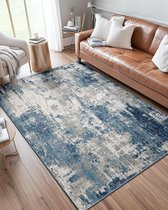 Tapis de salon moderne abstrait Ibenzoa® - 90 x 150 cm - Gris-bleu, antidérapant, lavable en machine