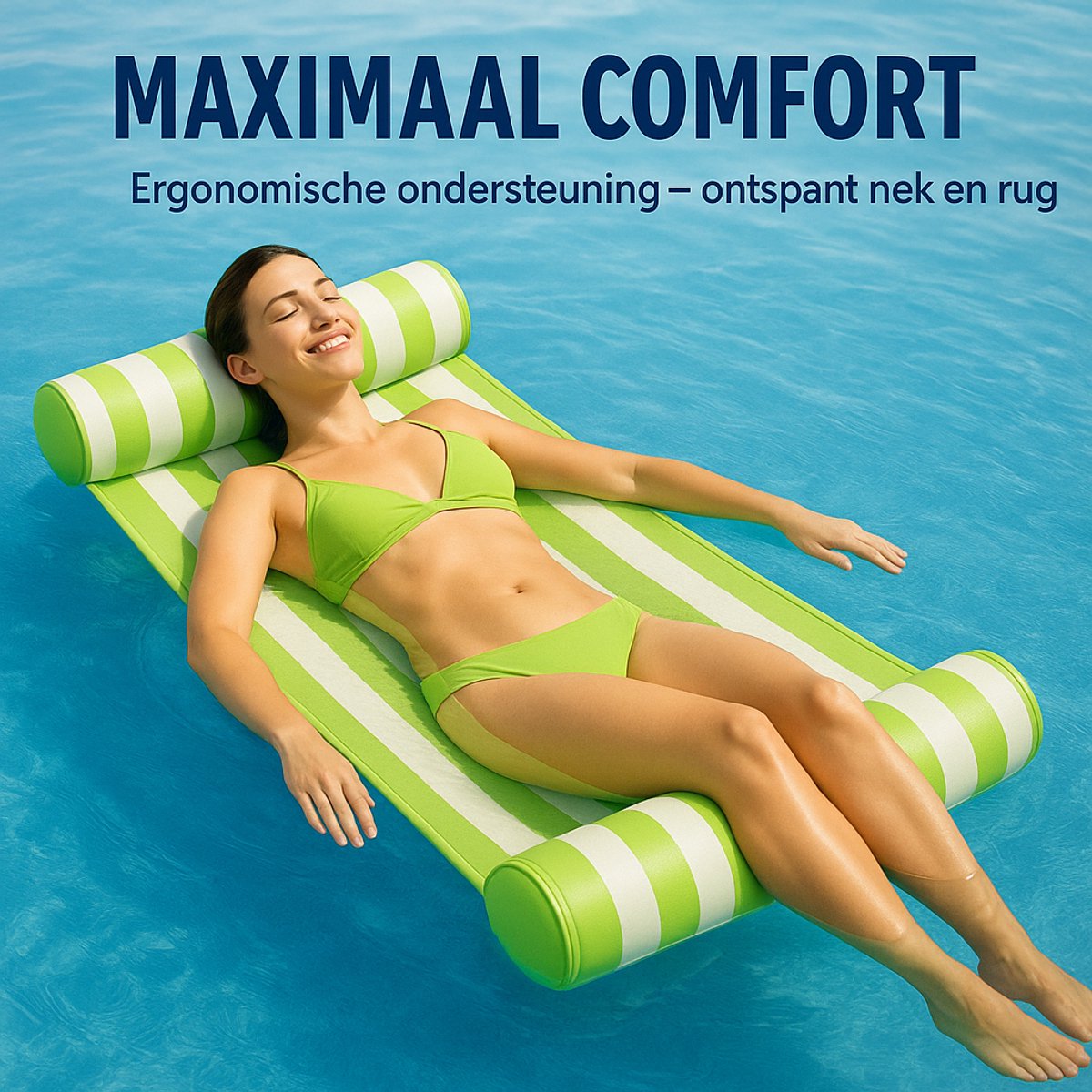 Dicadore - Luxe Waterhangmat - Luchtbed Zwembad - Luchtmatras opblaasbaar - Groen - Zwembad/Strand - Waterspeelgoed - Vakantie — afbeelding 7