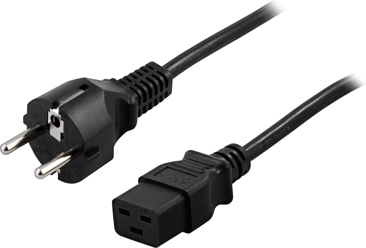 Deltaco DEL-109TA electriciteitssnoer Zwart 1 m CEE7/7 IEC C19