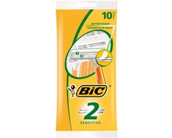 BIC 2 Sensitive Wegwerpscheermesjes Voor Heren Met Een Enkel Mesje En Vaste Kop - Pak van 10 Stuks