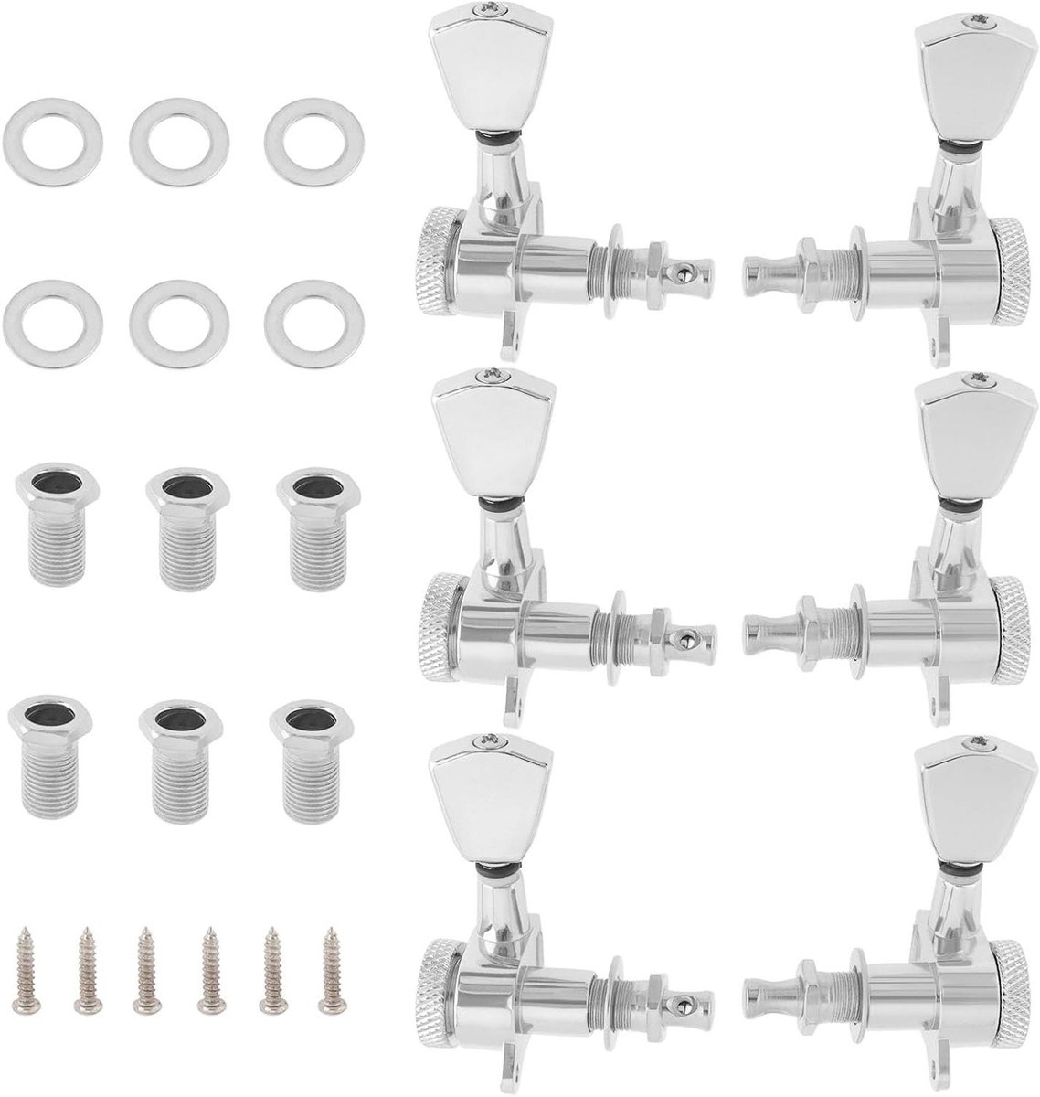 Set van 3x3 Locking Tuners voor Elektrische en Akoestische Gitaren - Verhouding 18:1 - Chrome Keystone Knop - LP en SG Stijl Compatibel