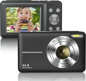 Digitale camera- Zwart- 32GB micro-geheugenkaart met 1 batterij- 16x zoom- 1080P compactcamera- 44MP camera- HD vlogging-camera- draagbare minicamera met 2,5 inch LCD-scherm-1 batterij