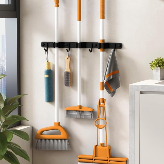 Bezemhouder voor aan de muur, 2 stuks, wandhouders voor bezem