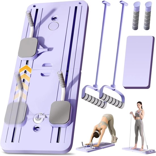Planche Pilates 5 En 1 – Réforme Coulissant Pliable – Violet – Entraînement Maison