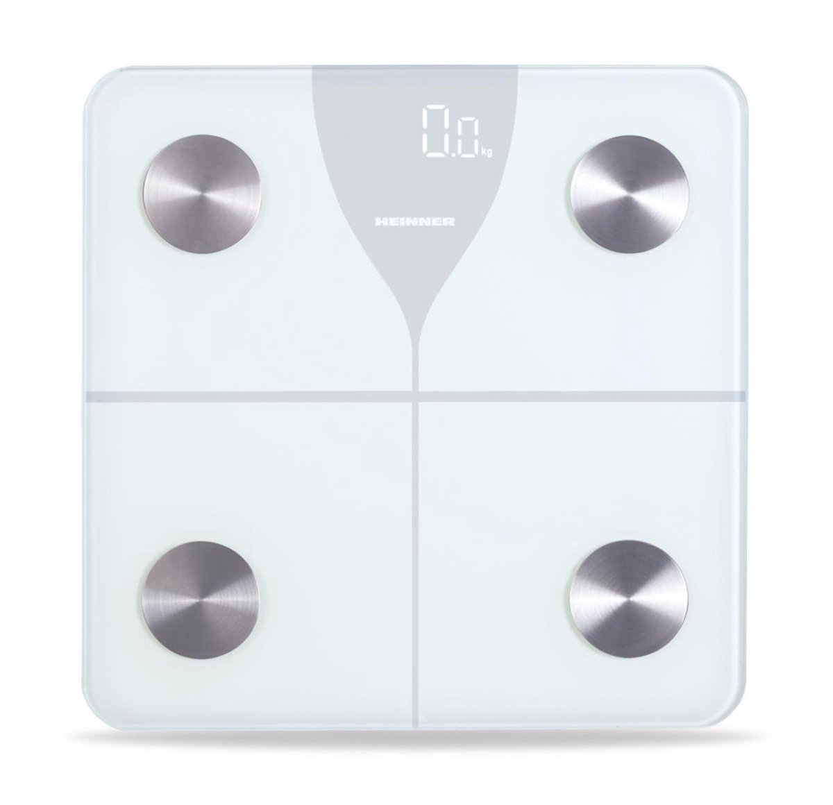 Heinner Slimme Personenweegschaal – Maximaal 180 kg – Bluetooth – LED-display – 100 g Nauwkeurigheid – 5 mm Gehard Glas – Automatisch Aan/Uit – Wit