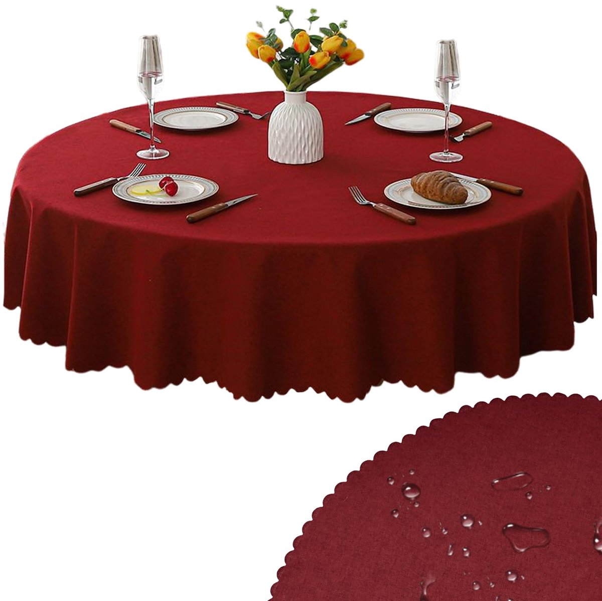 Unyqoos ® Tafelkleed voor Ronde Tafels, Water- en Vlekbestendig, 120 cm, Ideaal voor Feestelijke Gelegenheden