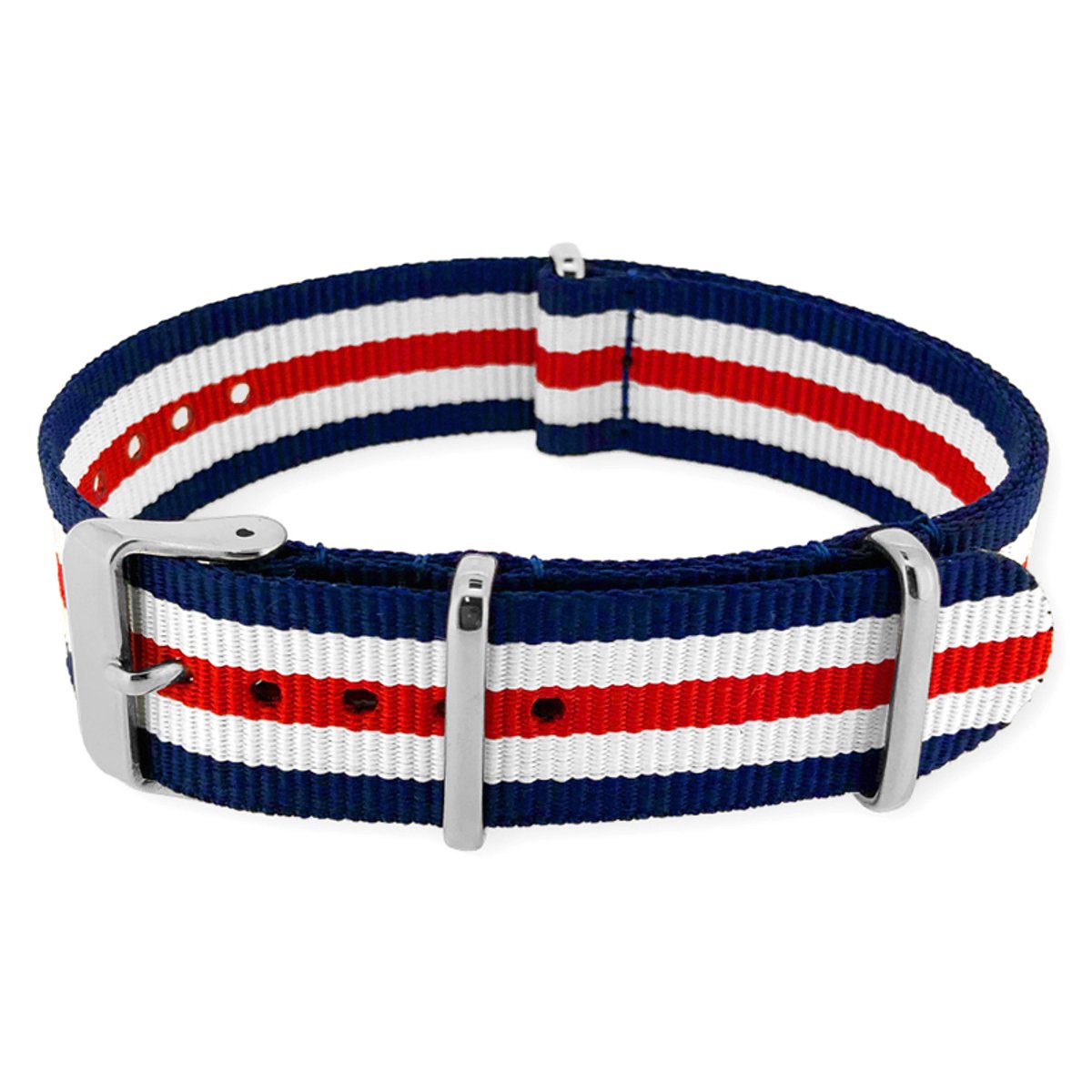 NATO Horlogeband G10 Military Nylon Strap - Original NATOS.com® - Blauw Wit Rood 20mm
