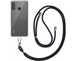 Smartphonica Telefoonhoesje Geschikt voor Huawei P30 Lite - Nova 4E Transparant Schokbestendig met Afneembaar Universeel Telefoonkoord - Backcover Case Siliconen ShockProof with Lanyard