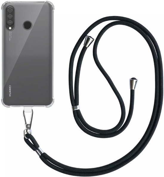Coque Smartphonica pour Huawei P30 Lite - Nova 4E transparente antichoc avec cordon universel détachable - Coque arrière en Siliconen antichoc avec cordon