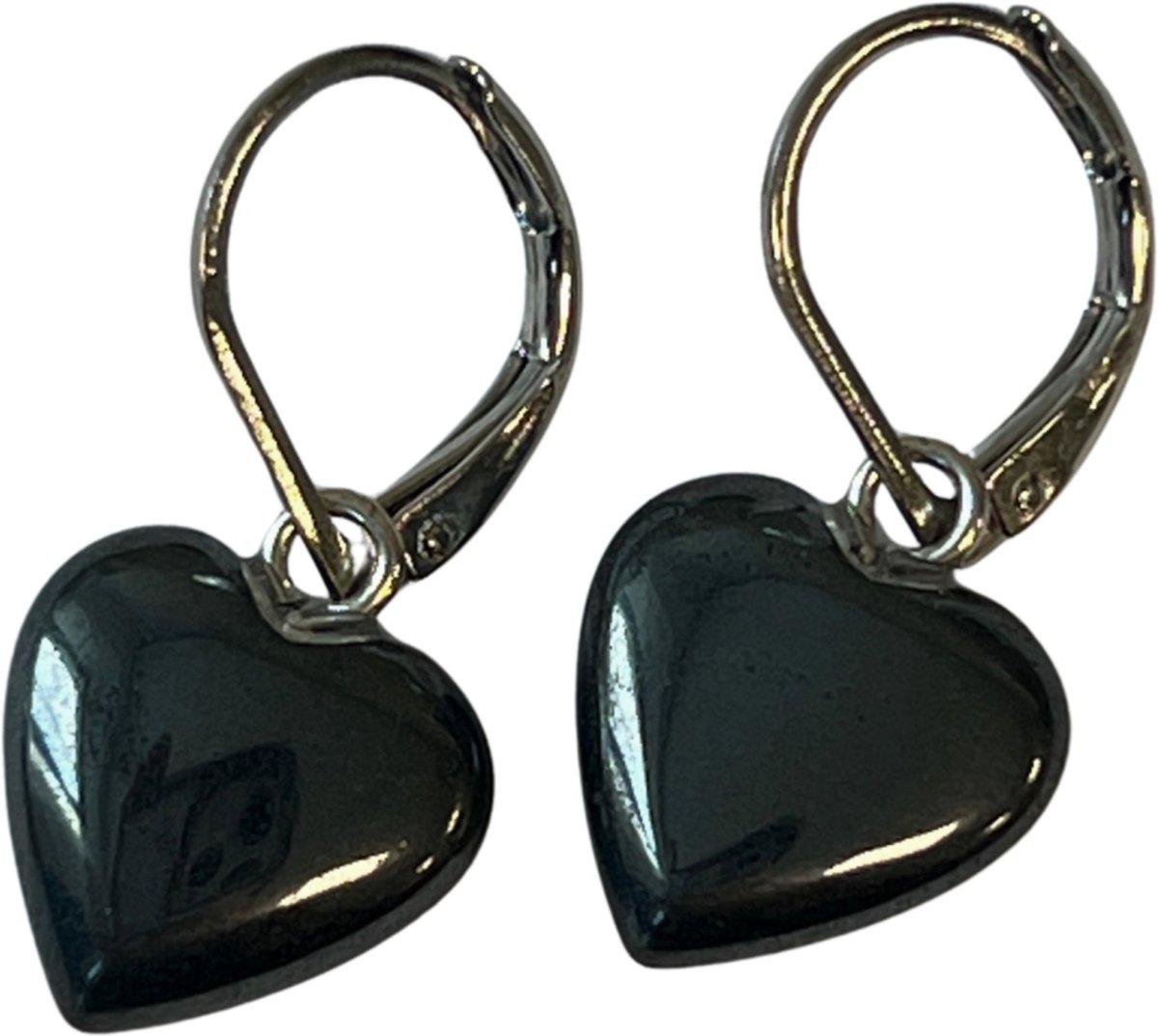 Hematiet hartjes oorbellen - fashion jewelry