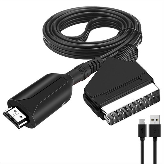 Converter - HDMI-converter naar SCART - 1080P/720P HDMI-converter naar SCART- HD - Met HDMI-kabel - Voor HD TV-monitor Projector STB VHS DVD PS3-gameconsole - Niet geschikt voor SCART-converter naar HDMI