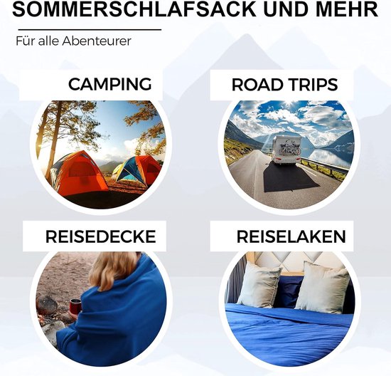 2-in-1 Grote XL zomerslaapzak voor volwassenen - Compressiezak voor kleine verpakkingsmaat - Camping outdoor festivals dekenslaapzak en XL reisdeken in één koppelbaar van Merkloos — afbeelding 3