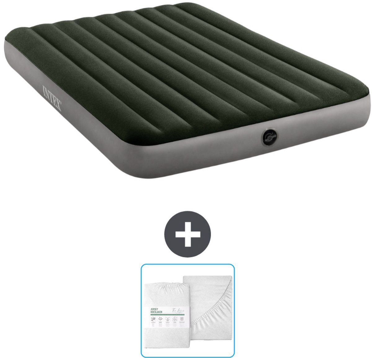 Intex Luchtbed - 2-Persoons - 152 x 203 x 25 cm - Groen - Inclusief en Hoeslaken