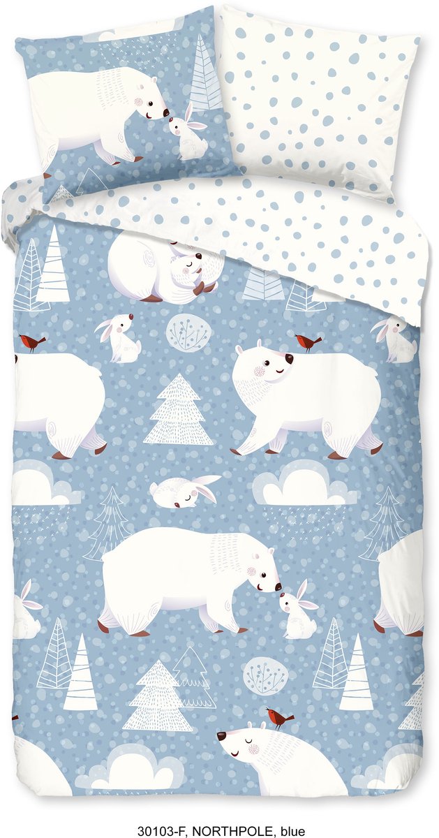 Good Morning Kinderdekbedovertrek "ijsberen" - Blauw - (140x200/220 cm) - Katoen Flanel