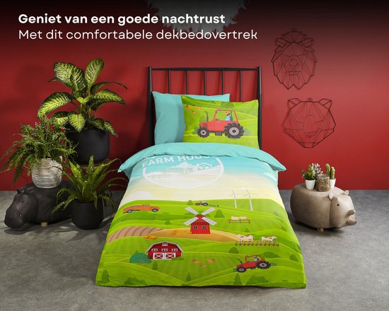 Good Morning Kinderdekbedovertrek "tractor op boederij" - Multi - (140x200/220 cm) - Katoen van Good Morning — afbeelding 4