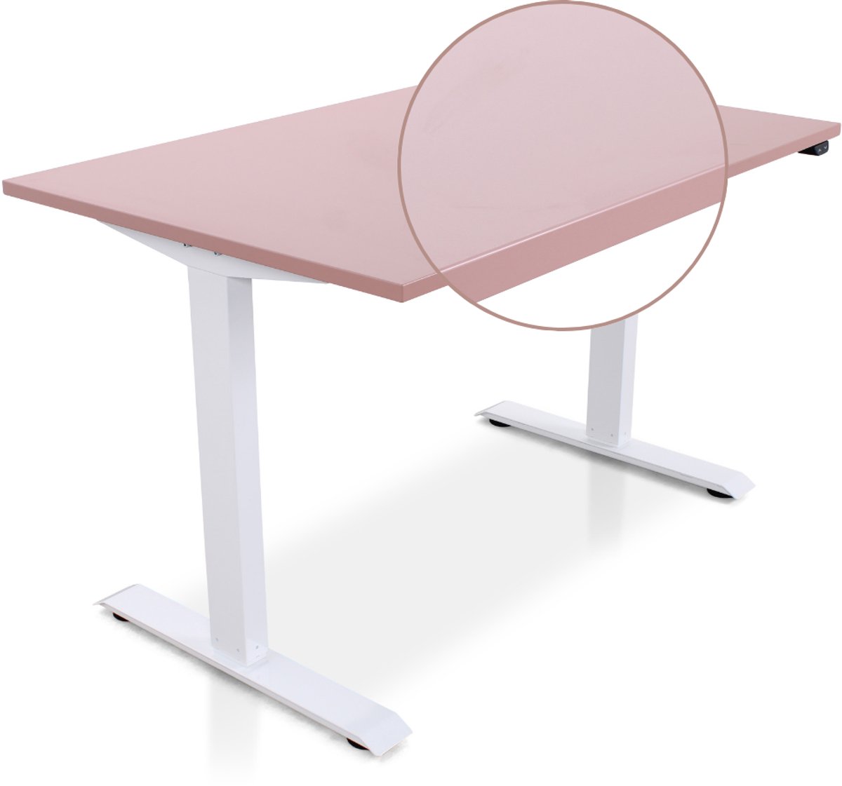 Multi Ratio Lineaflex MRC EASY Zit-Sta Bureau – Elektrisch Verstelbaar – 140x80 cm – Blad Dusty Rose – Wit Frame – Inclusief Stekkerdoos & Kabelklemmen