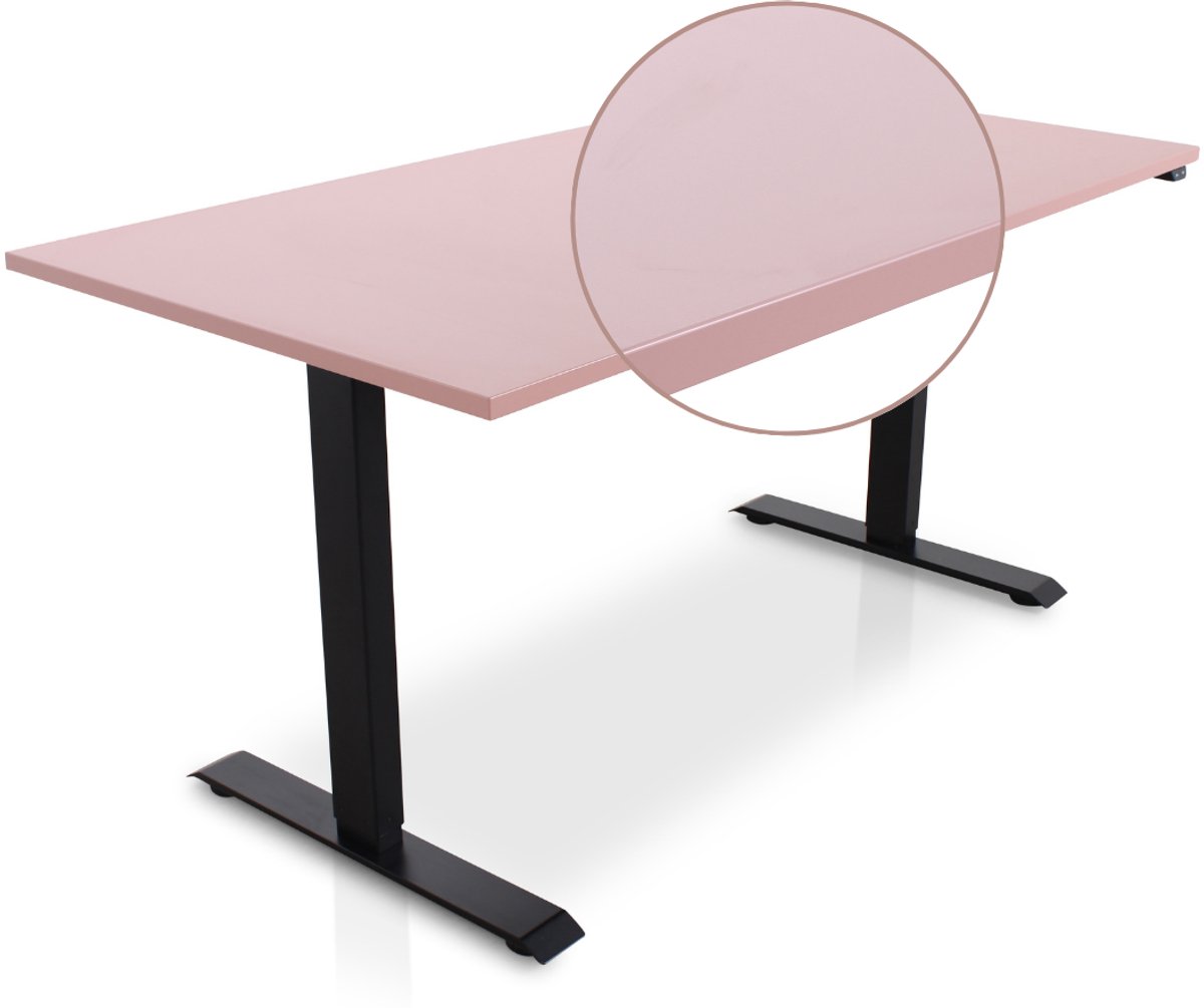 Multi Ratio Lineaflex MRC EASY Zit-Sta Bureau – Elektrisch Verstelbaar – 160x80 cm – Blad Dusty Rose – Zwart Frame – Inclusief Stekkerdoos & Kabelklemmen