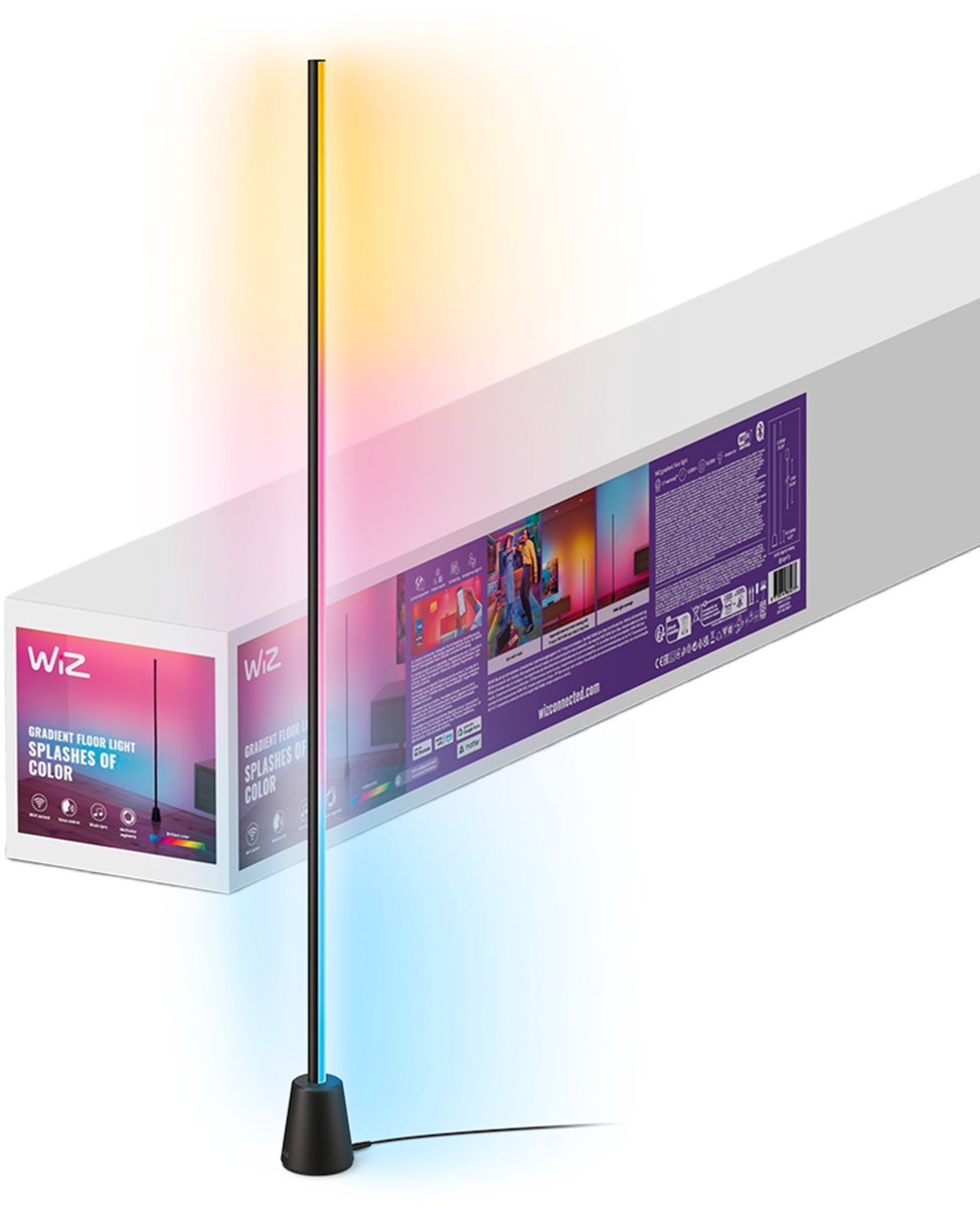 WiZ Gradient Vloerlamp - WiZ Entertainment - RGBIC: Meerdere kleuren tegelijk - Eenvoudige installatie - 140 cm