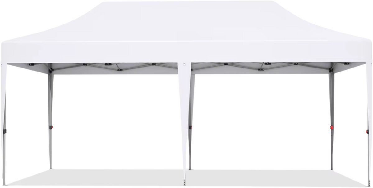Partytent met zijwanden - 300x600cm - Opvouwbaar - Wit - Easy up - Paviljoen - Waterdicht weerbestendig - In hoogte verstelbaar